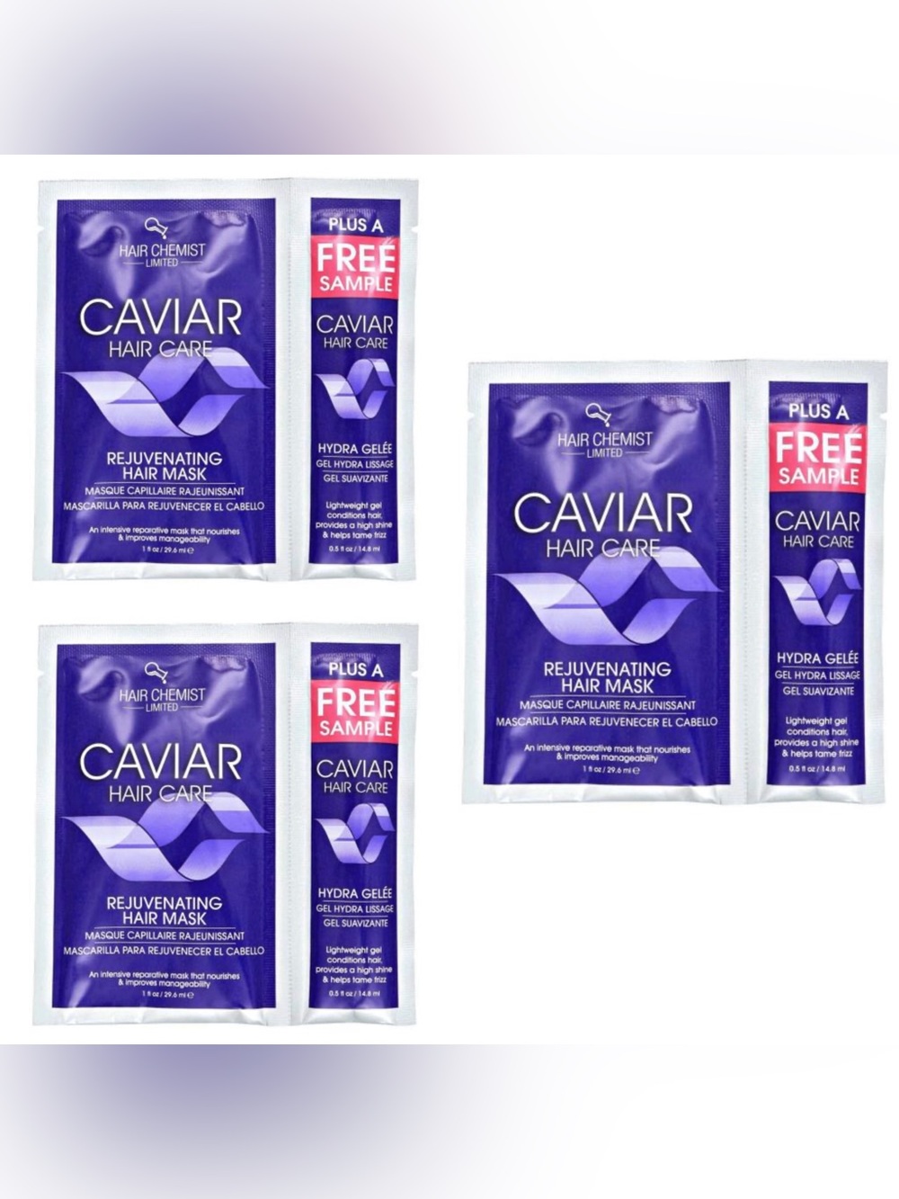 Set of 3 Hair Chemist Caviar Hair Care Rejuvenating Hair Masks